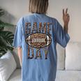 Game Day American Football Leopard Print Sports Women Women's Oversized Comfort T-Shirt Back Print Blue Jean