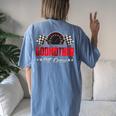 Godmother Pit Crew Birthday Racing Car Family Matching Race Women's Oversized Comfort T-shirt Back Print Blue Jean