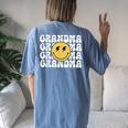 Grandma One Happy Dude Birthday Theme Family Matching Women's Oversized Comfort T-shirt Back Print Blue Jean