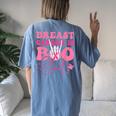 Groovy Breast Cancer Is Boo Sheet Halloween Breast Cancer Women's Oversized Comfort T-shirt Back Print Blue Jean
