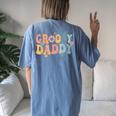 Groovy Daddy Retro Dad Matching Family 1St Birthday Party Women's Oversized Comfort T-shirt Back Print Blue Jean