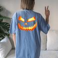 Halloween Pumpkin Horror Party Costume Halloween Pumpkin Women's Oversized Comfort T-shirt Back Print Blue Jean