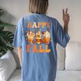 Happy Fall Y'all Autumn Halloween Pumpkin Spice Latte Women's Oversized Comfort T-shirt Back Print Blue Jean