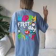 Happy First Day Of Pre-K Teacher Students Back To School Women's Oversized Comfort T-shirt Back Print Blue Jean