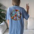 Hippie Daisy Peace Sign Retro Flower Pink Flowers Lovers Women's Oversized Comfort T-Shirt Back Print Blue Jean