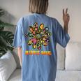 Hippie Soul Flower Power Peace Sign 60S 70S Tie Dye Women's Oversized Comfort T-Shirt Back Print Blue Jean