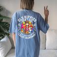 Hippie Tie Dye Groovy Grandmas Woman Graphic Women's Oversized Comfort T-Shirt Back Print Blue Jean