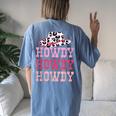Howdy Vintage Rodeo Western Country Southern Cowgirl Outfit Women's Oversized Comfort T-Shirt Back Print Blue Jean