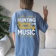 Hunting Fishing And Country Music Cowgirl Women's Oversized Comfort T-Shirt Back Print Blue Jean