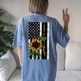 Hunting Gun Bow American Flag Sunflower Cool Hunter Women's Oversized Comfort T-Shirt Back Print Blue Jean