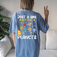 Just A Girl Who Loves Planets Solar Space Science Lover Girl Women's Oversized Comfort T-shirt Back Print Blue Jean