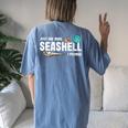 Just One More Seashell I Promise Scuba Diver Diving Snorkel  Gift For Womens Gift For Women Women's Oversized Graphic Back Print Comfort T-shirt Blue Jean