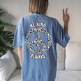 Be Kind Always Animal Lovers Zebra Peace Sign Women's Oversized Comfort T-Shirt Back Print Blue Jean