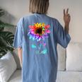 Be Kind Autism Awareness Women Girls Sunflower Puzzle Women's Oversized Comfort T-Shirt Back Print Blue Jean