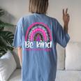 Be Kind Breast Cancer Awareness Leopard Rainbow Kindness Women's Oversized Comfort T-Shirt Back Print Blue Jean