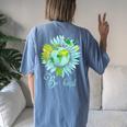 Be Kind Daisy Earth Hippie Flower Child Women's Oversized Comfort T-Shirt Back Print Blue Jean