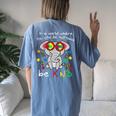 Be Kind Elephant Puzzle Inspirational Autism Awareness Women's Oversized Comfort T-Shirt Back Print Blue Jean