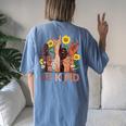 Be Kind Sign Language Hand Anti Bullying Unity Day Sunflower Women's Oversized Comfort T-Shirt Back Print Blue Jean