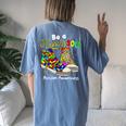 Be A Kind Sole Autism Awareness Puzzle Shoes Be Kind Women's Oversized Comfort T-Shirt Back Print Blue Jean
