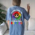 Kindness Be Kind Peace Sign Flower Antibullying Women's Oversized Comfort T-Shirt Back Print Blue Jean