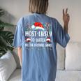 Most Likely To Watch All The Football Games Christmas Family Women's Oversized Comfort T-shirt Back Print Blue Jean