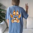 Lion Eyes Paw Animal Cat Cheetah Leopard Tiger Print Women's Oversized Comfort T-Shirt Back Print Blue Jean