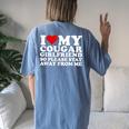 I Love My Cougar Girlfriend I Heart My Cougar Girlfriend Women's Oversized Comfort T-shirt Back Print Blue Jean