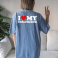 I Love My Girlfriend I Heart My Girlfriend Women's Oversized Comfort T-shirt Back Print Blue Jean