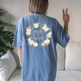 Maid Of Honor Blush Floral Wreath Wedding Women's Oversized Comfort T-Shirt Back Print Blue Jean