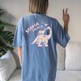Mama Saurus T Flower Cute Dinosaur Women's Oversized Comfort T-Shirt Back Print Blue Jean