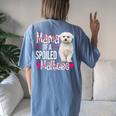 Mama Of A Spoiled Maltese Happy Floral Dog Women's Oversized Comfort T-Shirt Back Print Blue Jean