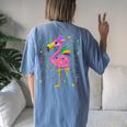 Mardi Gras Flamingo Carnival Festival New Orleans Women's Oversized Comfort T-Shirt Back Print Blue Jean