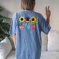 Mason Jar Sunflower Wife Mom Nana Usa Flag 4Th Of July Women's Oversized Comfort T-Shirt Back Print Blue Jean