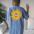 Matching Big Little Greek Reveal Sorority Family Sunflower Women's Oversized Comfort T-Shirt Back Print Blue Jean