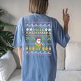 Mele Kalikimaka Christmas Ugly Sweater Costume Santa Women's Oversized Comfort T-shirt Back Print Blue Jean