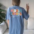 Middle School Squad Team Retro Groovy First Day Of School Women's Oversized Comfort T-shirt Back Print Blue Jean