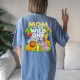 Mom Of The Wild One 1St Birthday Zoo Animal Safari Jungle Women's Oversized Comfort T-shirt Back Print Blue Jean