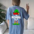 Momma Elf Matching Family Christmas Women  Gift For Women Women's Oversized Graphic Back Print Comfort T-shirt Blue Jean
