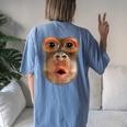 Monkey Face Breath Halloween Costume Women's Oversized Comfort T-shirt Back Print Blue Jean