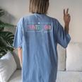 Montessori Teacher Team Women's Oversized Comfort T-shirt Back Print Blue Jean