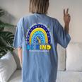 In October We Wear Blue And Yellow Down Syndrome Awareness Women's Oversized Comfort T-Shirt Back Print Blue Jean