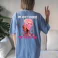 In October We Wear Pink Black Girl Breast Cancer Women's Oversized Comfort T-shirt Back Print Blue Jean