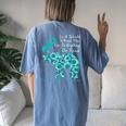 Ovarian Cancer Awareness Sunflower Elephant Be Kind Women's Oversized Comfort T-Shirt Back Print Blue Jean