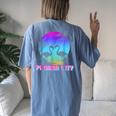 Panama City Flamingo Silhouette Group Vacation Women's Oversized Comfort T-Shirt Back Print Blue Jean