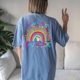 Peace Out 3Rd Grade Rainbow Last Day Of School Tie Dye Women's Oversized Comfort T-Shirt Back Print Blue Jean