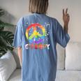 Peace Sign Retro Groovy 60S 70S Hippie Style Women's Oversized Comfort T-Shirt Back Print Blue Jean