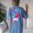 Pink Or Blue We Love You Baby Gender Reveal Party Mom Dad Women's Oversized Comfort T-shirt Back Print Blue Jean