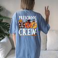 Preschool Boo Crew Teacher Halloween Costume Women's Oversized Comfort T-shirt Back Print Blue Jean