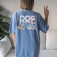 Preschool Dream Team Retro Back To School Teacher Student Women's Oversized Comfort T-shirt Back Print Blue Jean