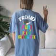 Proud Aunt Of Preschool Graduate 2023 School Prek Graduation Women's Oversized Comfort T-Shirt Back Print Blue Jean